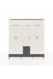 Hyperion Dolap 6 Raflı 6 Çekmeceli 4 Askılı 220x44x243 Çam-Aytaşı/Antrasit