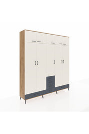 Hyperion Dolap 6 Raflı 6 Çekmeceli 4 Askılı 220x44x243 Çam-Aytaşı/Antrasit