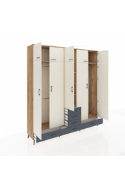 Hyperion Dolap 6 Raflı 6 Çekmeceli 4 Askılı 220x44x243 Çam-Aytaşı/Antrasit