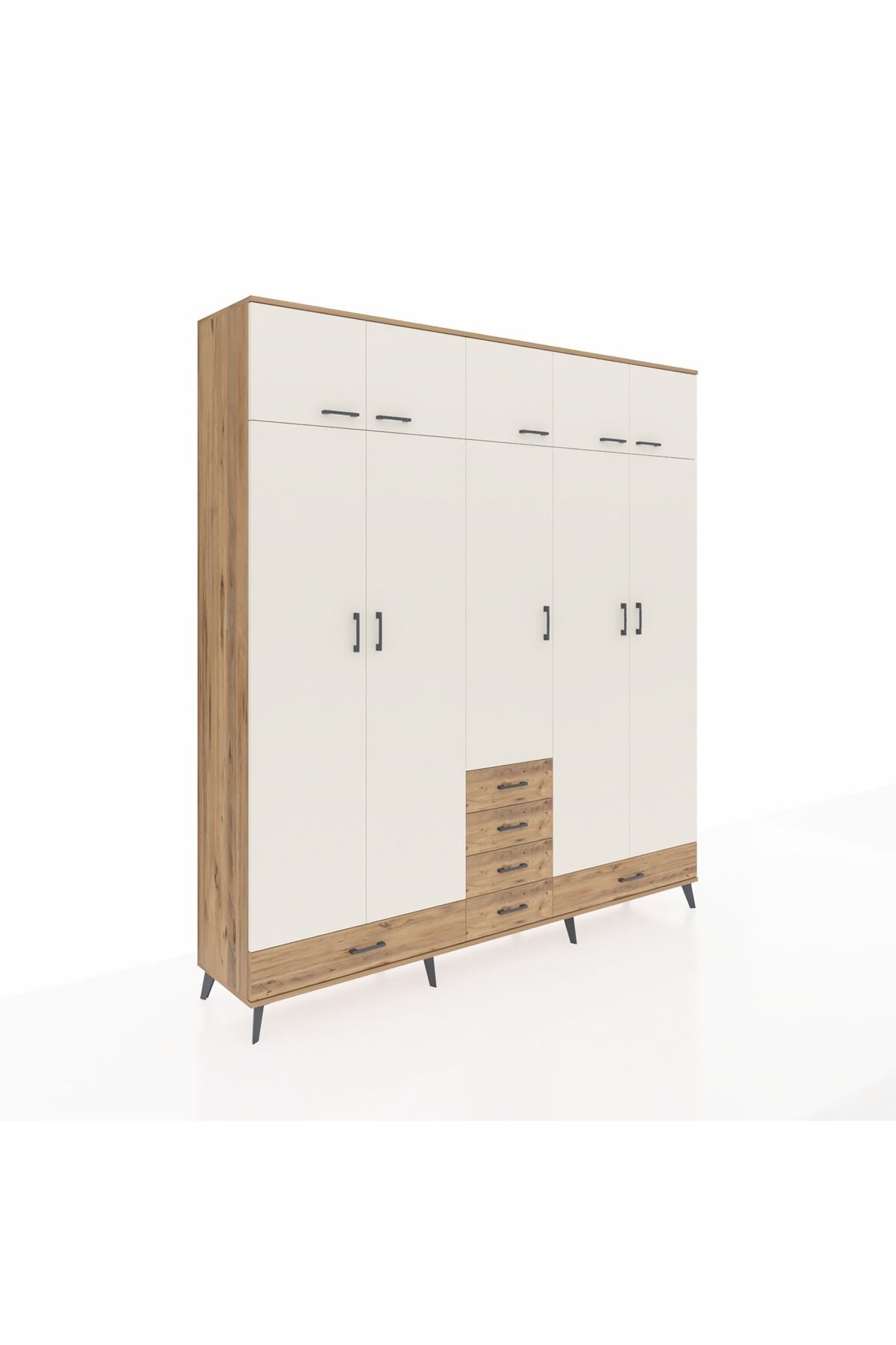 Hyperion Dolap 6 Raflı 6 Çekmeceli 4 Askılı 220x44x243 Çam-Aytaşı/Çam