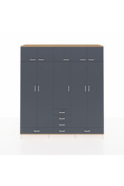 Hyperion Dolap 6 Raflı 6 Çekmeceli 4 Askılı 220x44x243 Çam-Antrasit/Antrasit