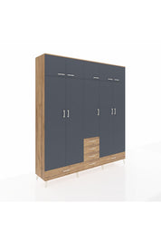 Hyperion Dolap 6 Raflı 6 Çekmeceli 4 Askılı 220x44x243 Çam-Antrasit/Çam