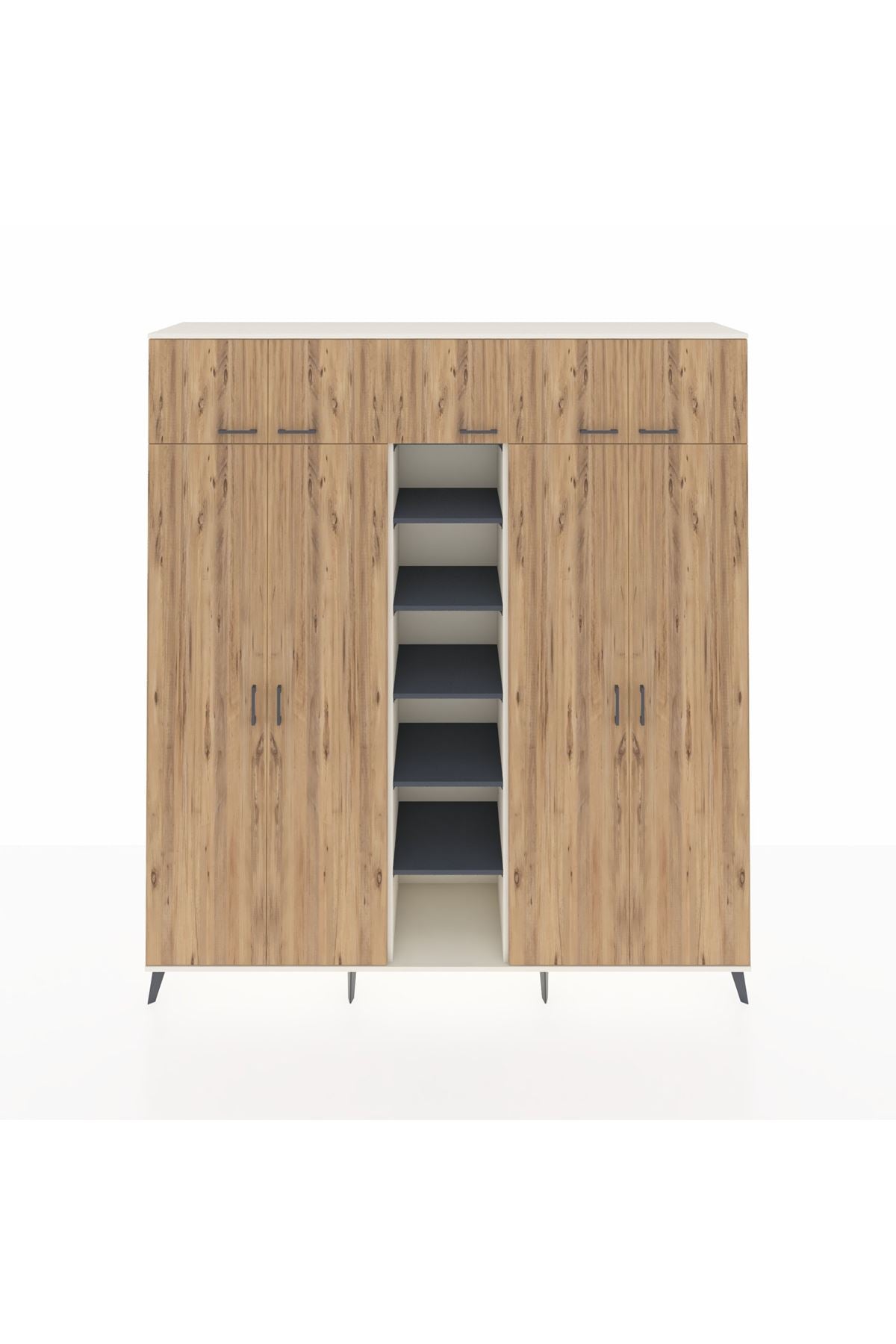 Hyperion Dolap 18 Raflı 9 Kapaklı 220x44x243 Aytaşı-Çam/Antrasit