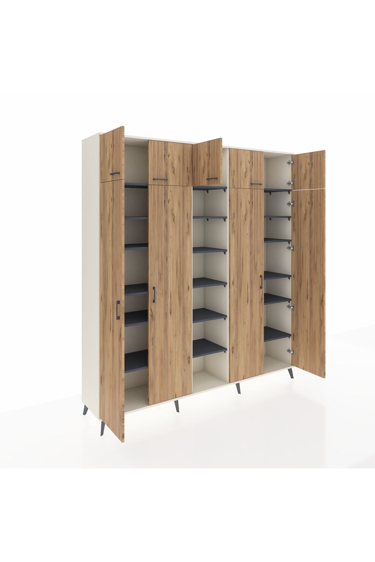 Hyperion Dolap 18 Raflı 9 Kapaklı 220x44x243 Aytaşı-Çam/Antrasit