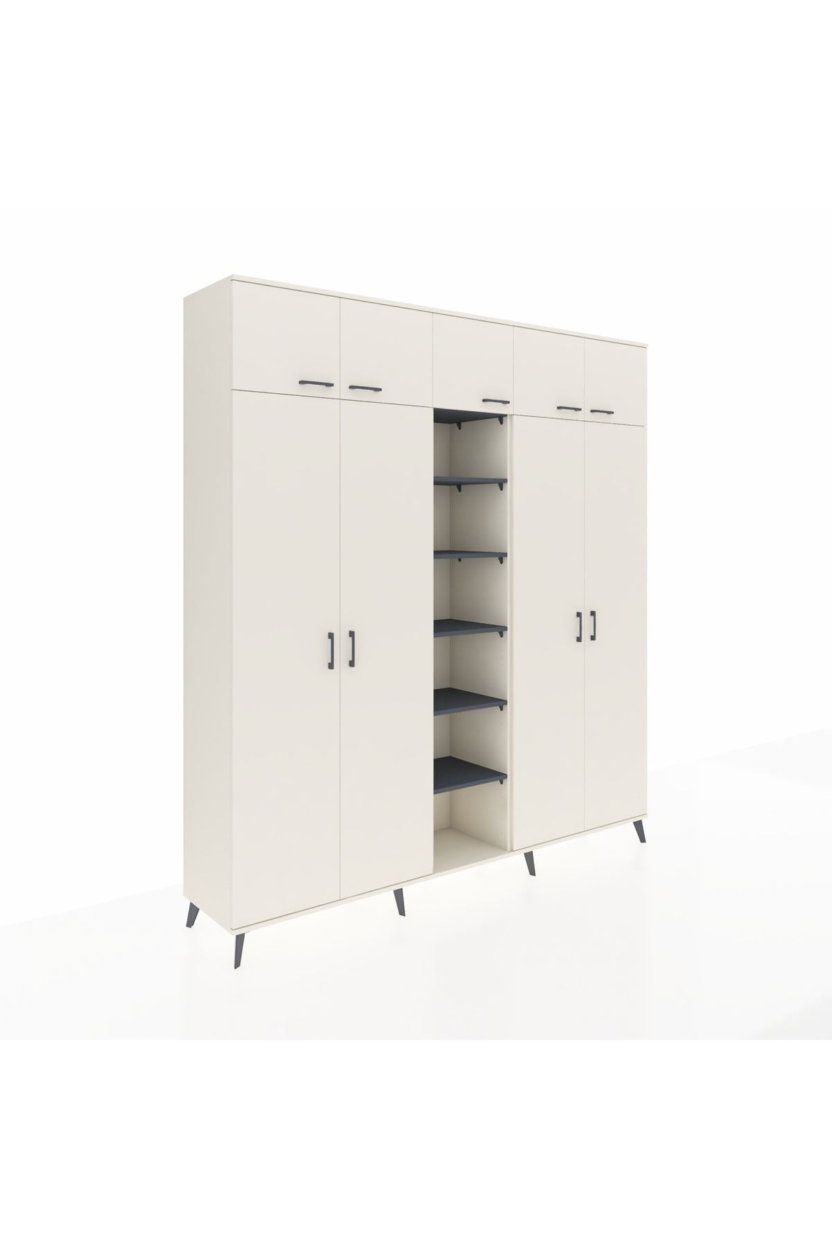 Hyperion Dolap 18 Raflı 9 Kapaklı 220x44x243 Aytaşı-Aytaşı/Antrasit