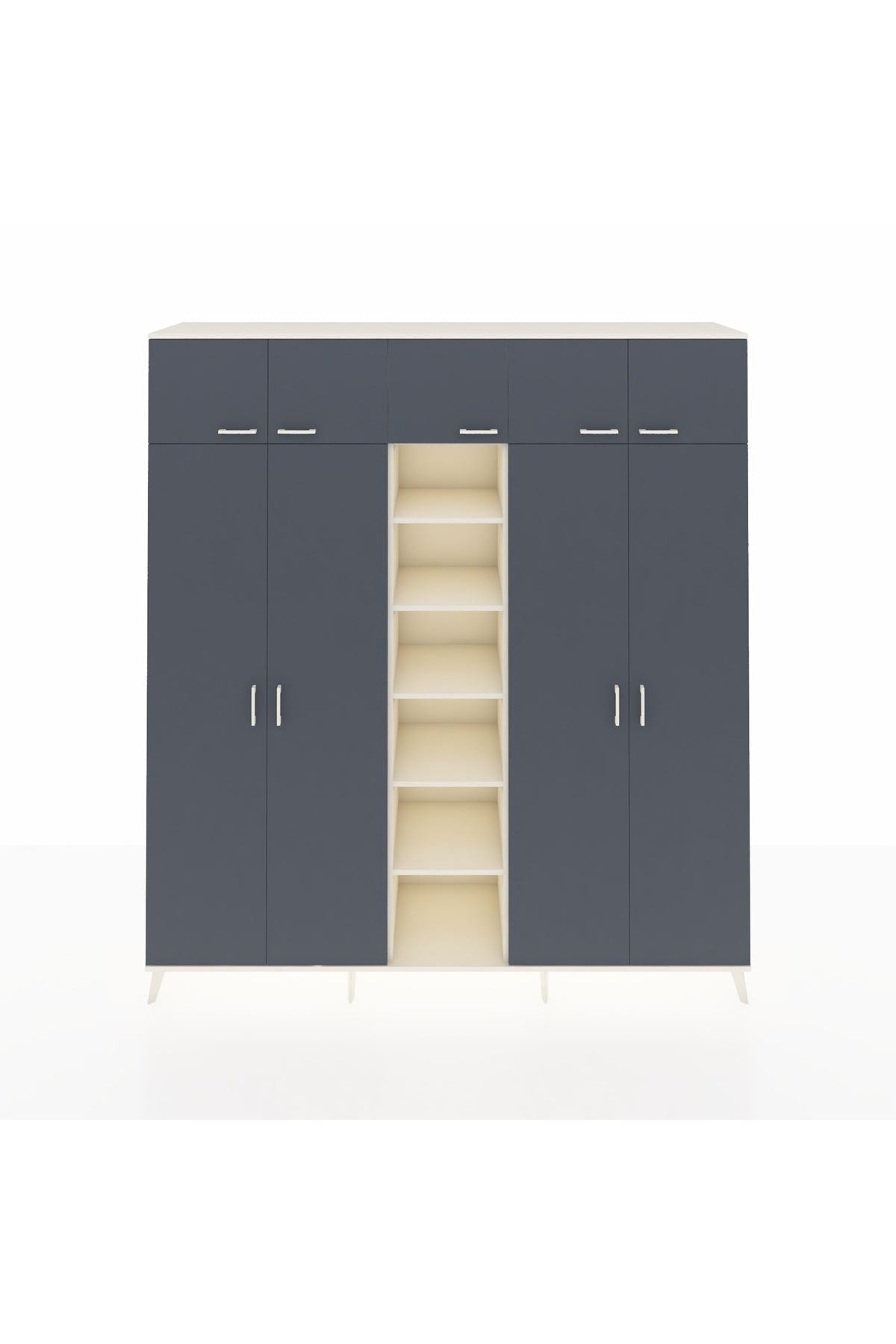 Hyperion Dolap 18 Raflı 9 Kapaklı 220x44x243 Aytaşı-Antrasit/Aytaşı