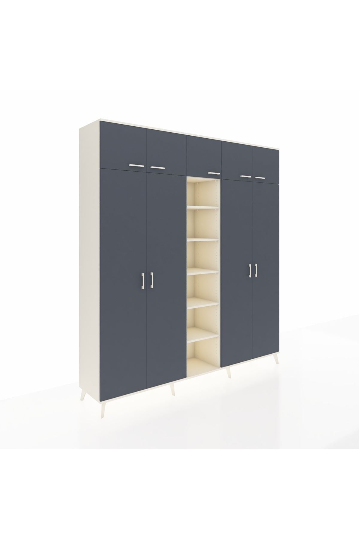 Hyperion Dolap 18 Raflı 9 Kapaklı 220x44x243 Aytaşı-Antrasit/Aytaşı