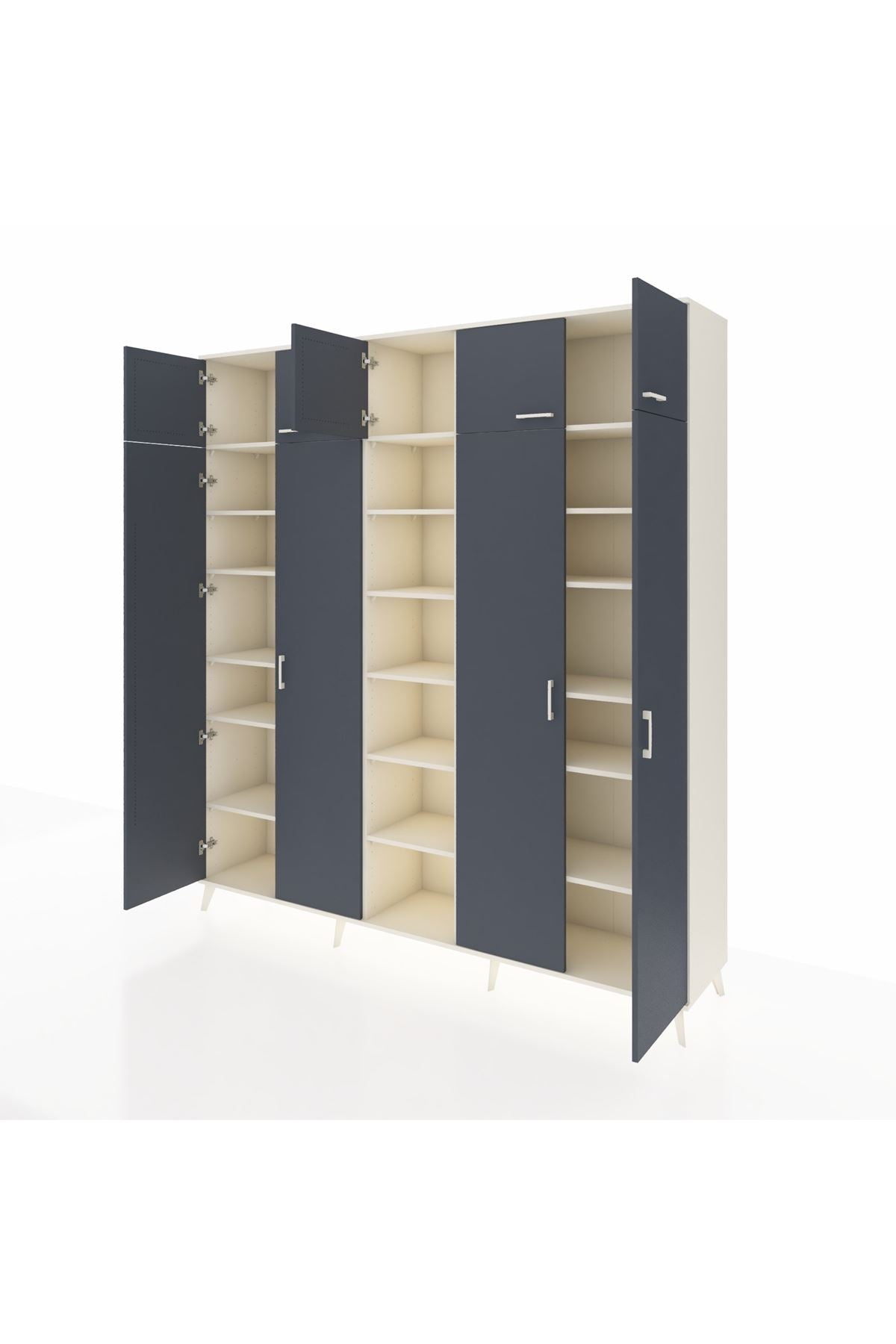 Hyperion Dolap 18 Raflı 9 Kapaklı 220x44x243 Aytaşı-Antrasit/Aytaşı