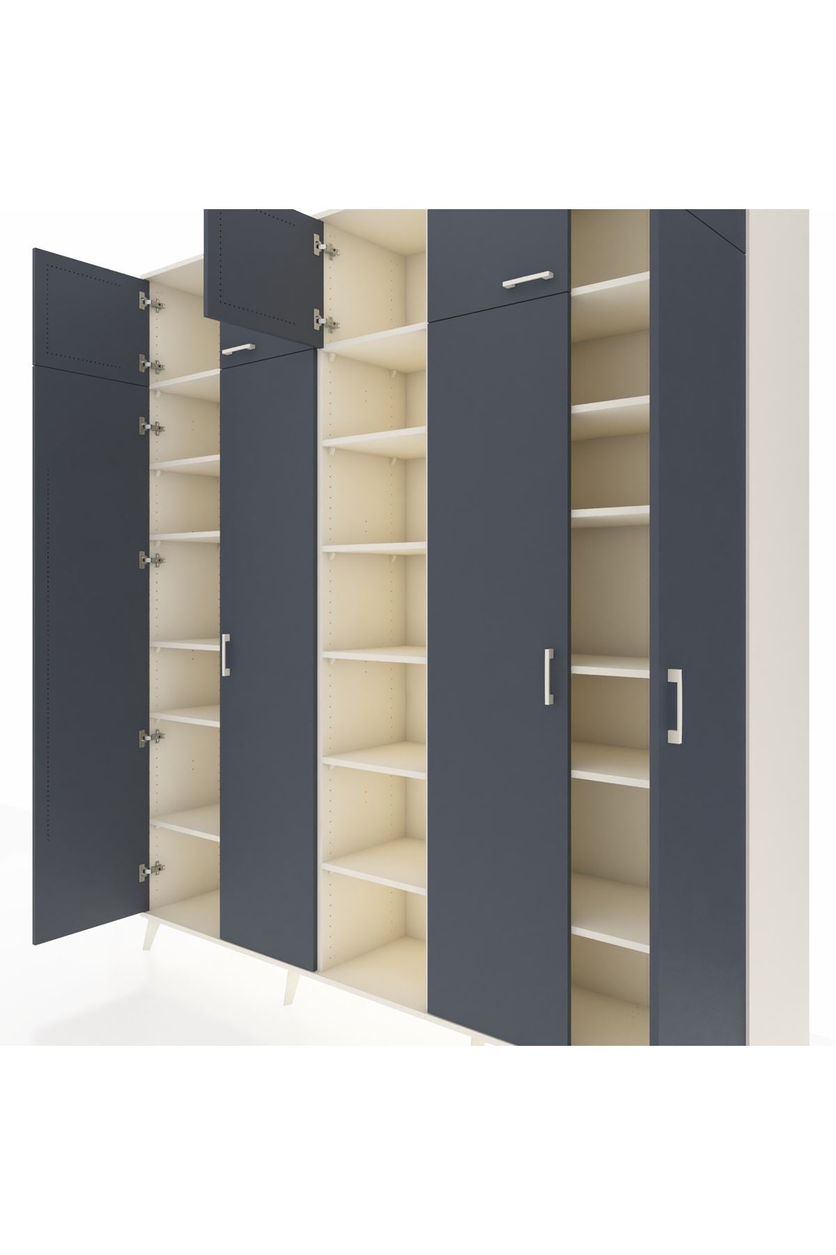 Hyperion Dolap 18 Raflı 9 Kapaklı 220x44x243 Aytaşı-Antrasit/Aytaşı