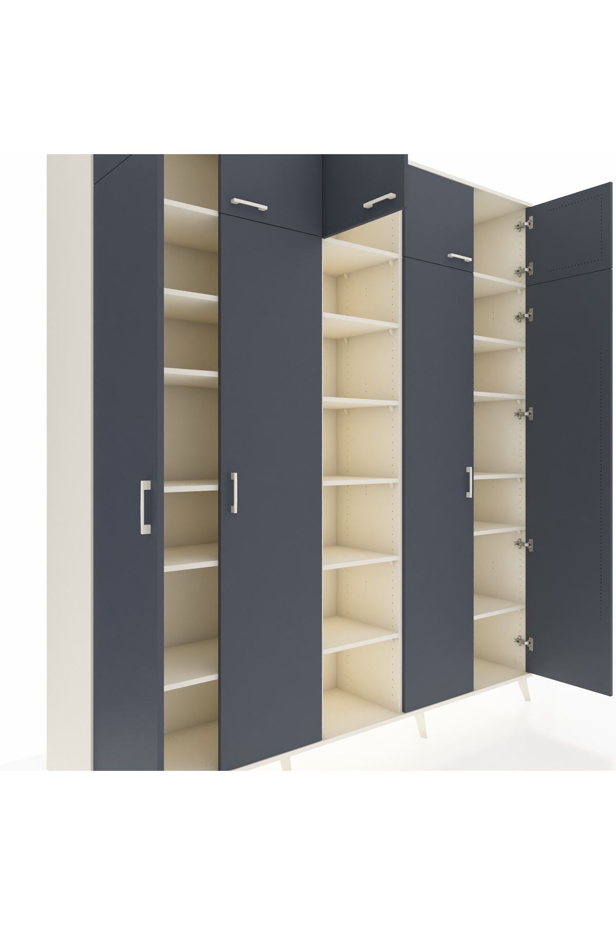 Hyperion Dolap 18 Raflı 9 Kapaklı 220x44x243 Aytaşı-Antrasit/Aytaşı