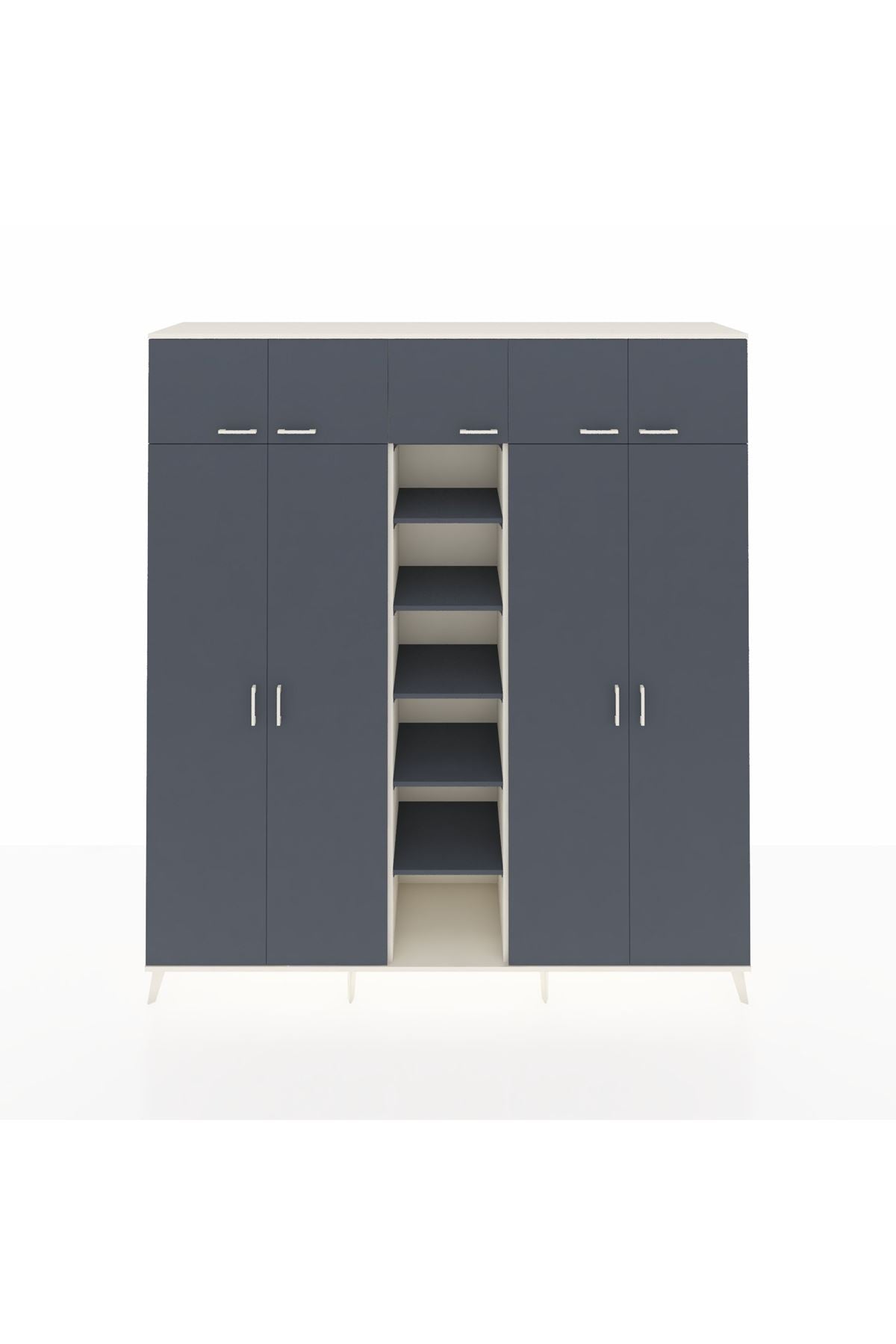 Hyperion Dolap 18 Raflı 9 Kapaklı 220x44x243 Aytaşı-Antrasit/Antrasit