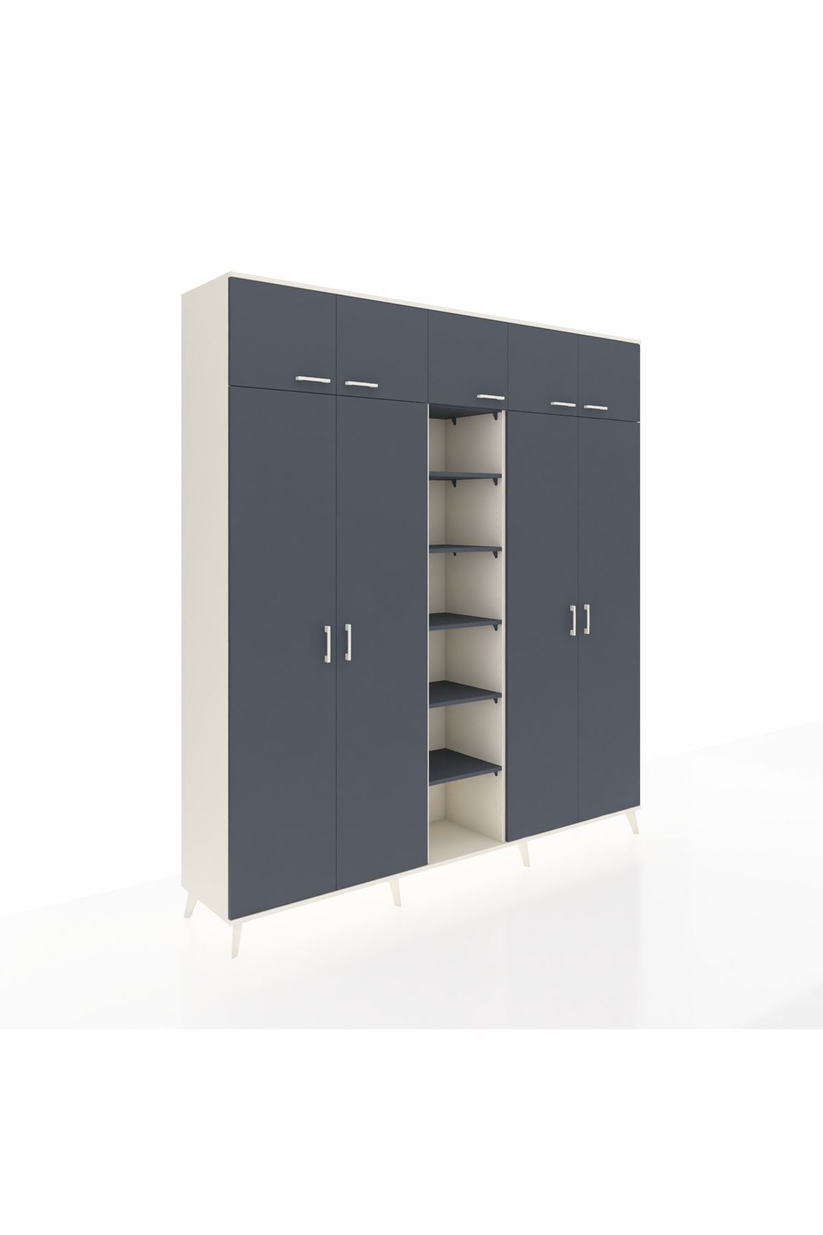 Hyperion Dolap 18 Raflı 9 Kapaklı 220x44x243 Aytaşı-Antrasit/Antrasit