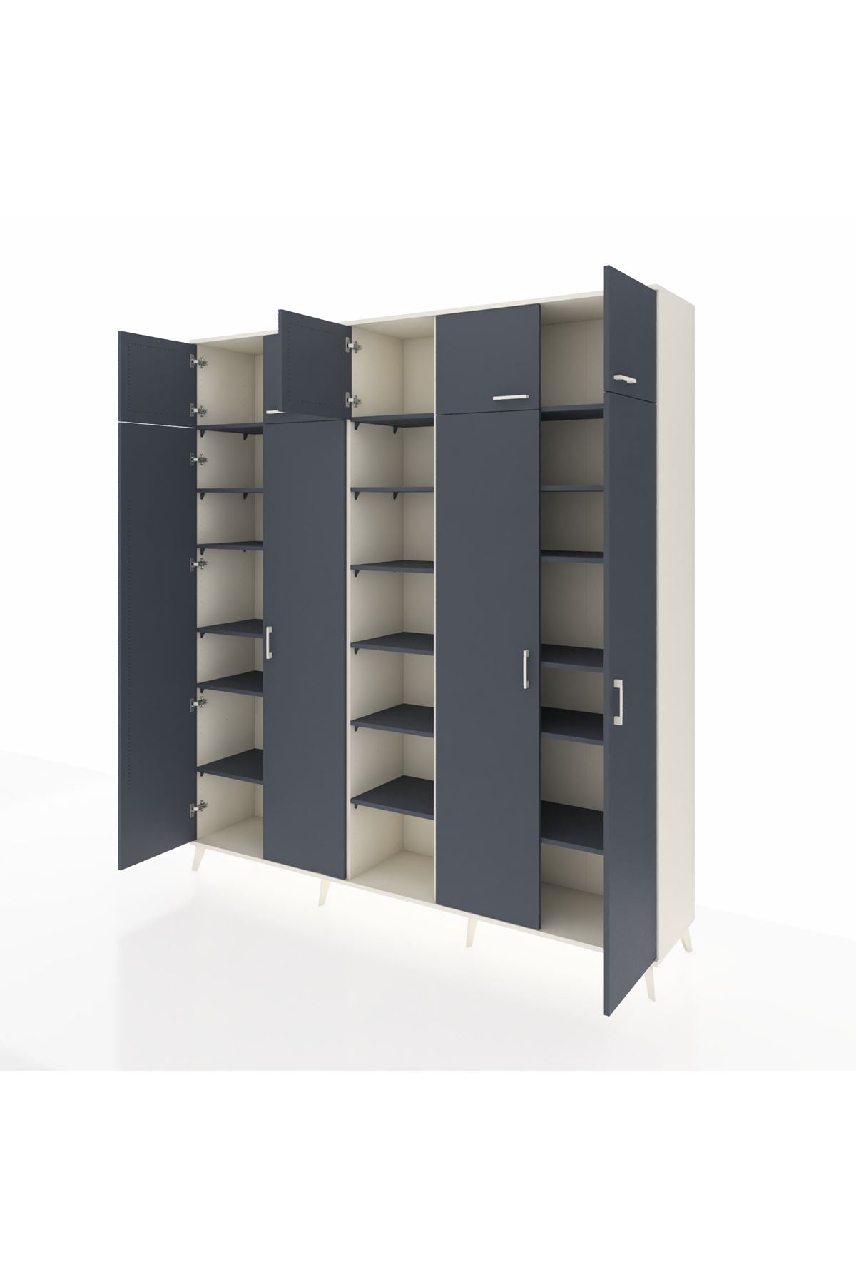 Hyperion Dolap 18 Raflı 9 Kapaklı 220x44x243 Aytaşı-Antrasit/Antrasit