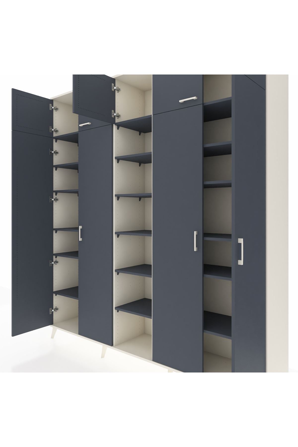 Hyperion Dolap 18 Raflı 9 Kapaklı 220x44x243 Aytaşı-Antrasit/Antrasit