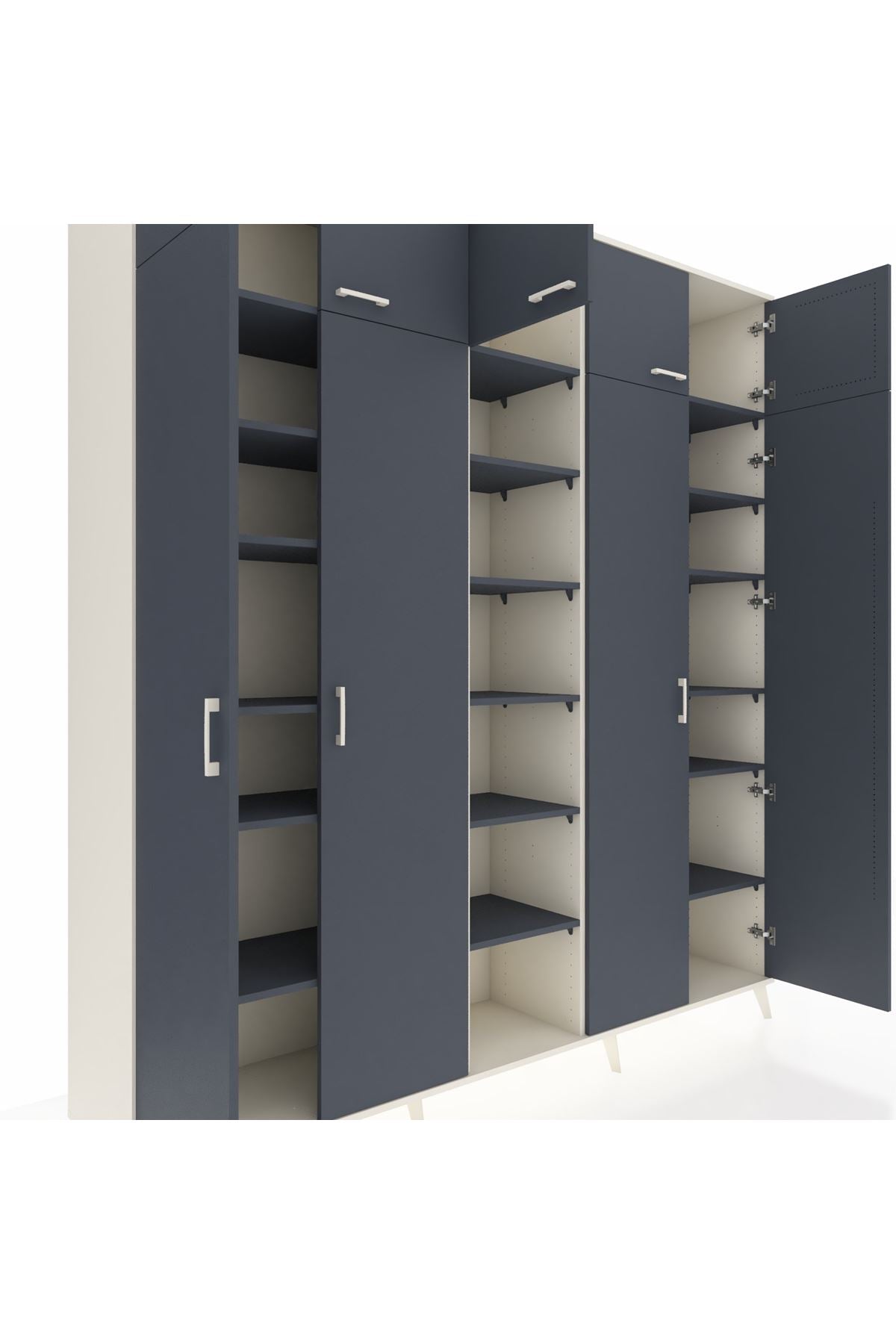 Hyperion Dolap 18 Raflı 9 Kapaklı 220x44x243 Aytaşı-Antrasit/Antrasit