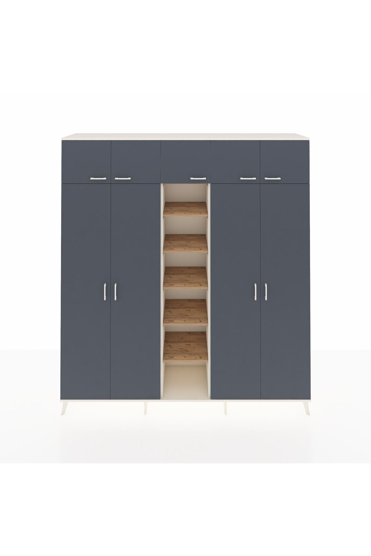 Hyperion Dolap 18 Raflı 9 Kapaklı 220x44x243 Aytaşı-Antrasit/Çam