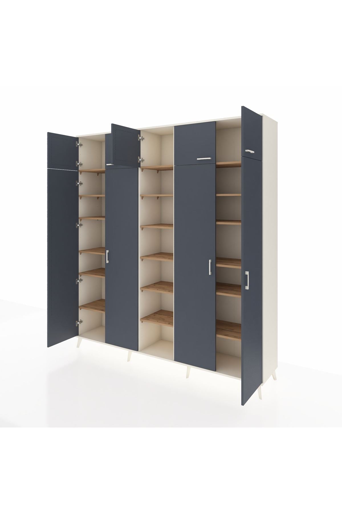 Hyperion Dolap 18 Raflı 9 Kapaklı 220x44x243 Aytaşı-Antrasit/Çam