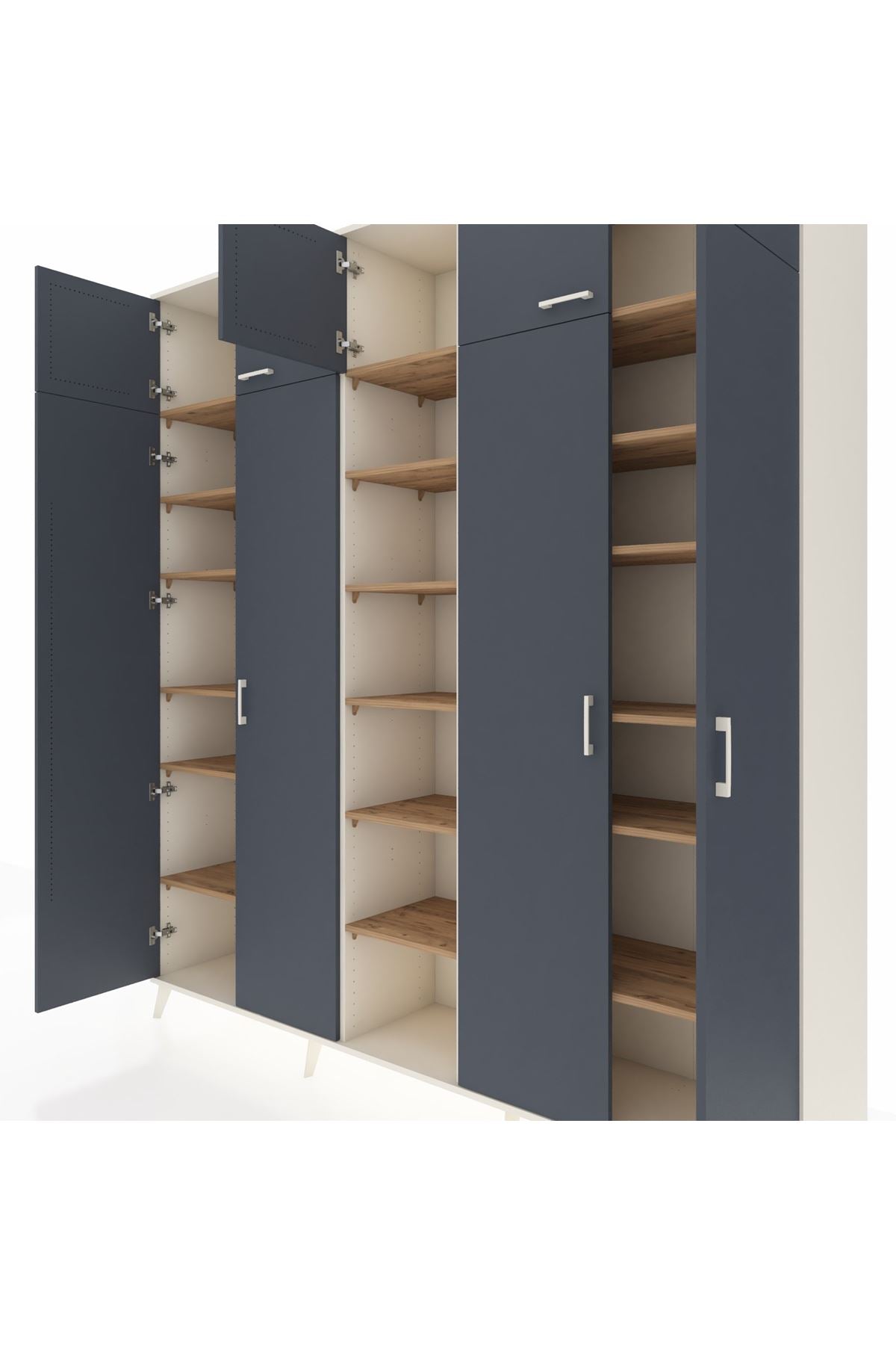 Hyperion Dolap 18 Raflı 9 Kapaklı 220x44x243 Aytaşı-Antrasit/Çam