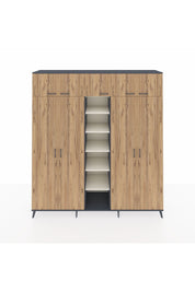 Hyperion Dolap 18 Raflı 9 Kapaklı 220x44x243 Antrasit-Çam/Aytaşı