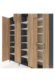 Hyperion Dolap 18 Raflı 9 Kapaklı 220x44x243 Antrasit-Çam/Aytaşı