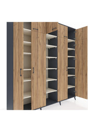 Hyperion Dolap 18 Raflı 9 Kapaklı 220x44x243 Antrasit-Çam/Aytaşı