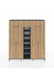 Hyperion Dolap 18 Raflı 9 Kapaklı 220x44x243 Antrasit-Çam/Antrasit