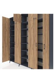 Hyperion Dolap 18 Raflı 9 Kapaklı 220x44x243 Antrasit-Çam/Antrasit