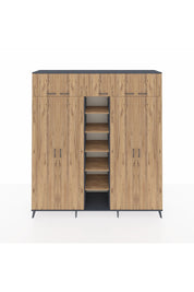 Hyperion Dolap 18 Raflı 9 Kapaklı 220x44x243 Antrasit-Çam/Çam