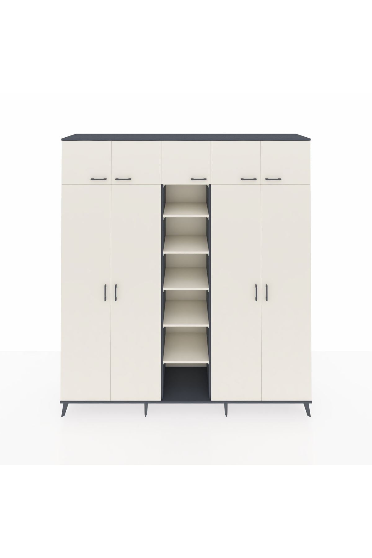 Hyperion Dolap 18 Raflı 9 Kapaklı 220x44x243 Antrasit-Aytaşı/Aytaşı