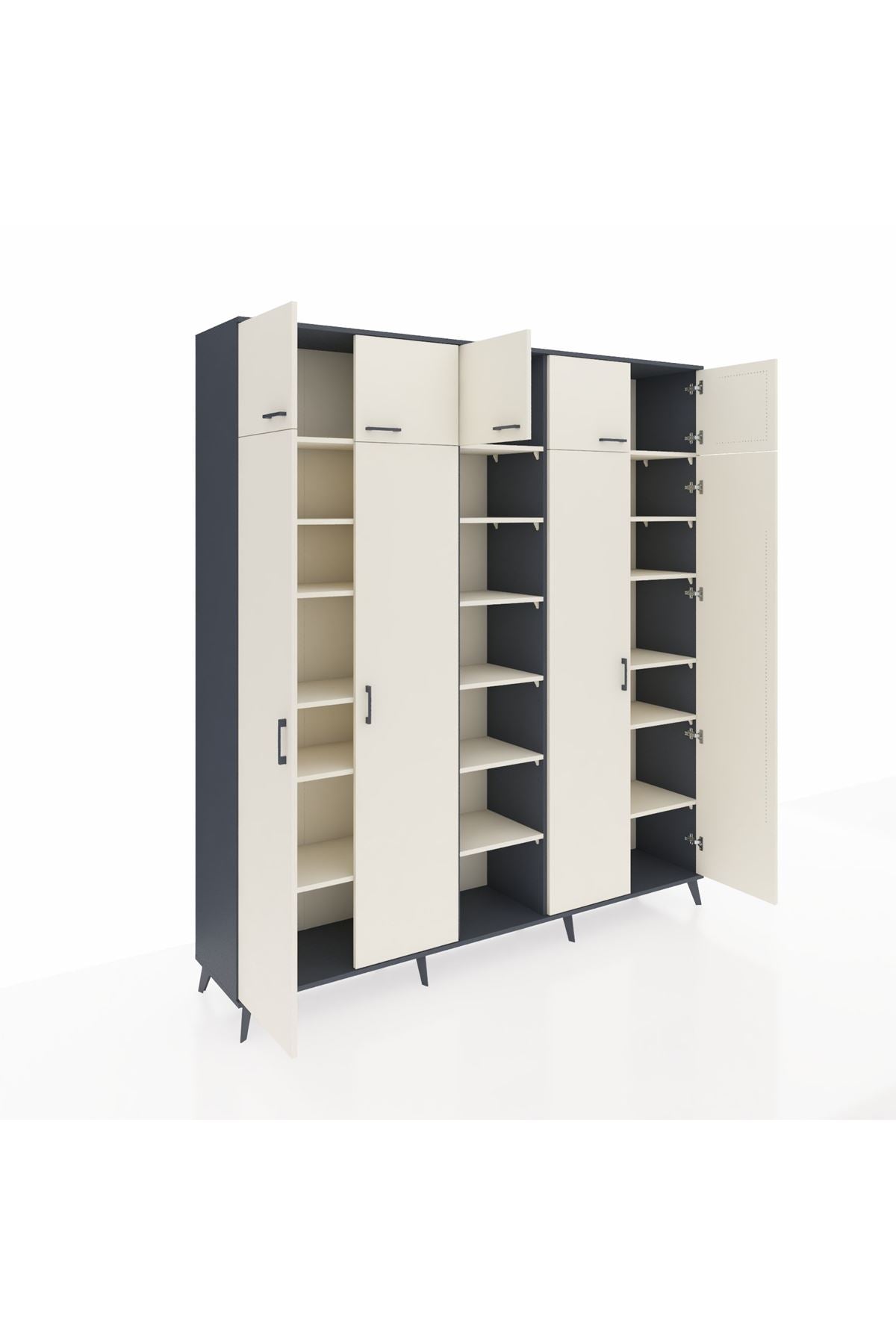 Hyperion Dolap 18 Raflı 9 Kapaklı 220x44x243 Antrasit-Aytaşı/Aytaşı