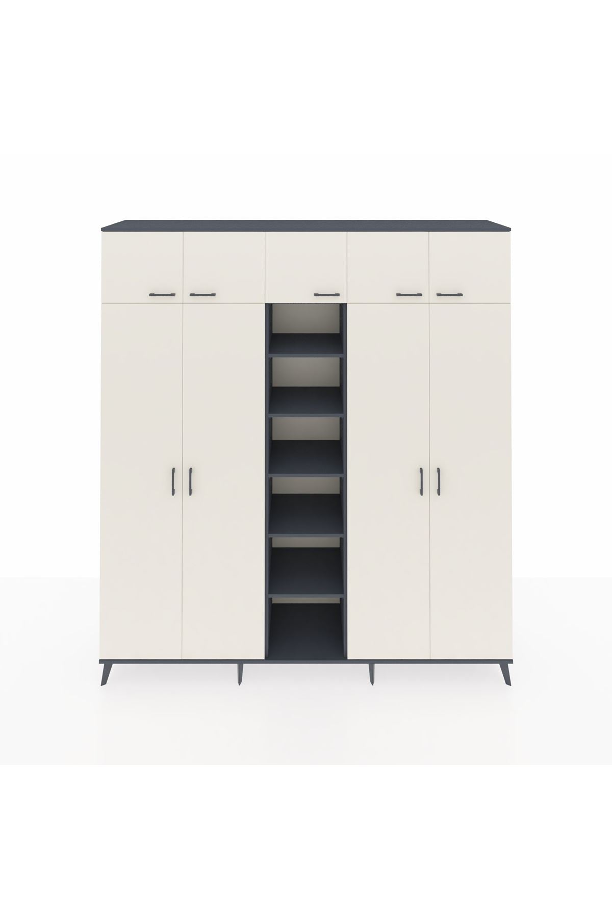 Hyperion Dolap 18 Raflı 9 Kapaklı 220x44x243 Antrasit-Aytaşı/Antrasit