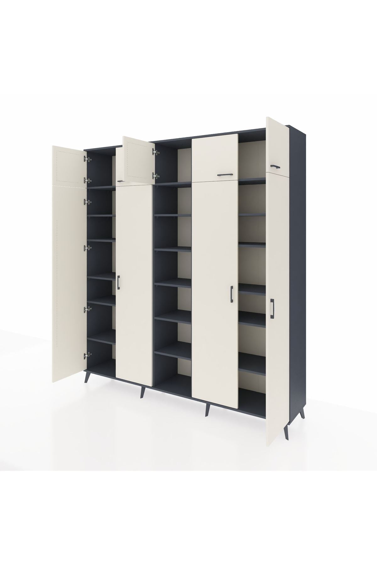 Hyperion Dolap 18 Raflı 9 Kapaklı 220x44x243 Antrasit-Aytaşı/Antrasit