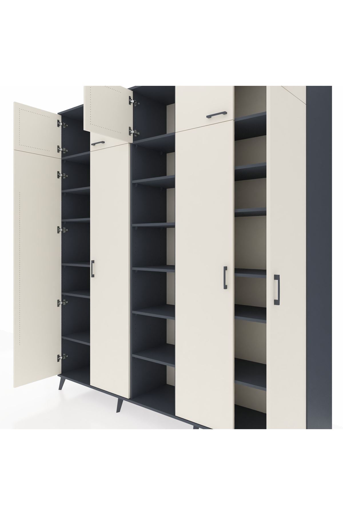 Hyperion Dolap 18 Raflı 9 Kapaklı 220x44x243 Antrasit-Aytaşı/Antrasit