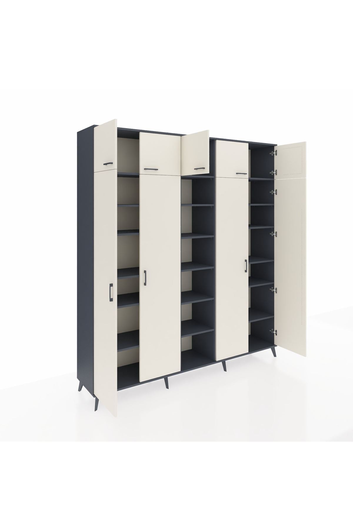 Hyperion Dolap 18 Raflı 9 Kapaklı 220x44x243 Antrasit-Aytaşı/Antrasit