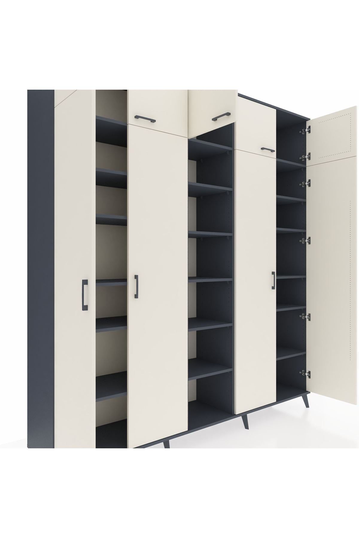 Hyperion Dolap 18 Raflı 9 Kapaklı 220x44x243 Antrasit-Aytaşı/Antrasit