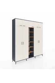 Hyperion Dolap 18 Raflı 9 Kapaklı 220x44x243 Antrasit-Aytaşı/Çam