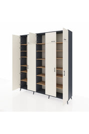 Hyperion Dolap 18 Raflı 9 Kapaklı 220x44x243 Antrasit-Aytaşı/Çam