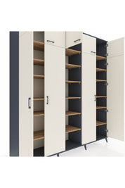 Hyperion Dolap 18 Raflı 9 Kapaklı 220x44x243 Antrasit-Aytaşı/Çam