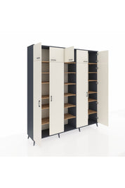 Hyperion Dolap 18 Raflı 9 Kapaklı 220x44x243 Antrasit-Aytaşı/Çam