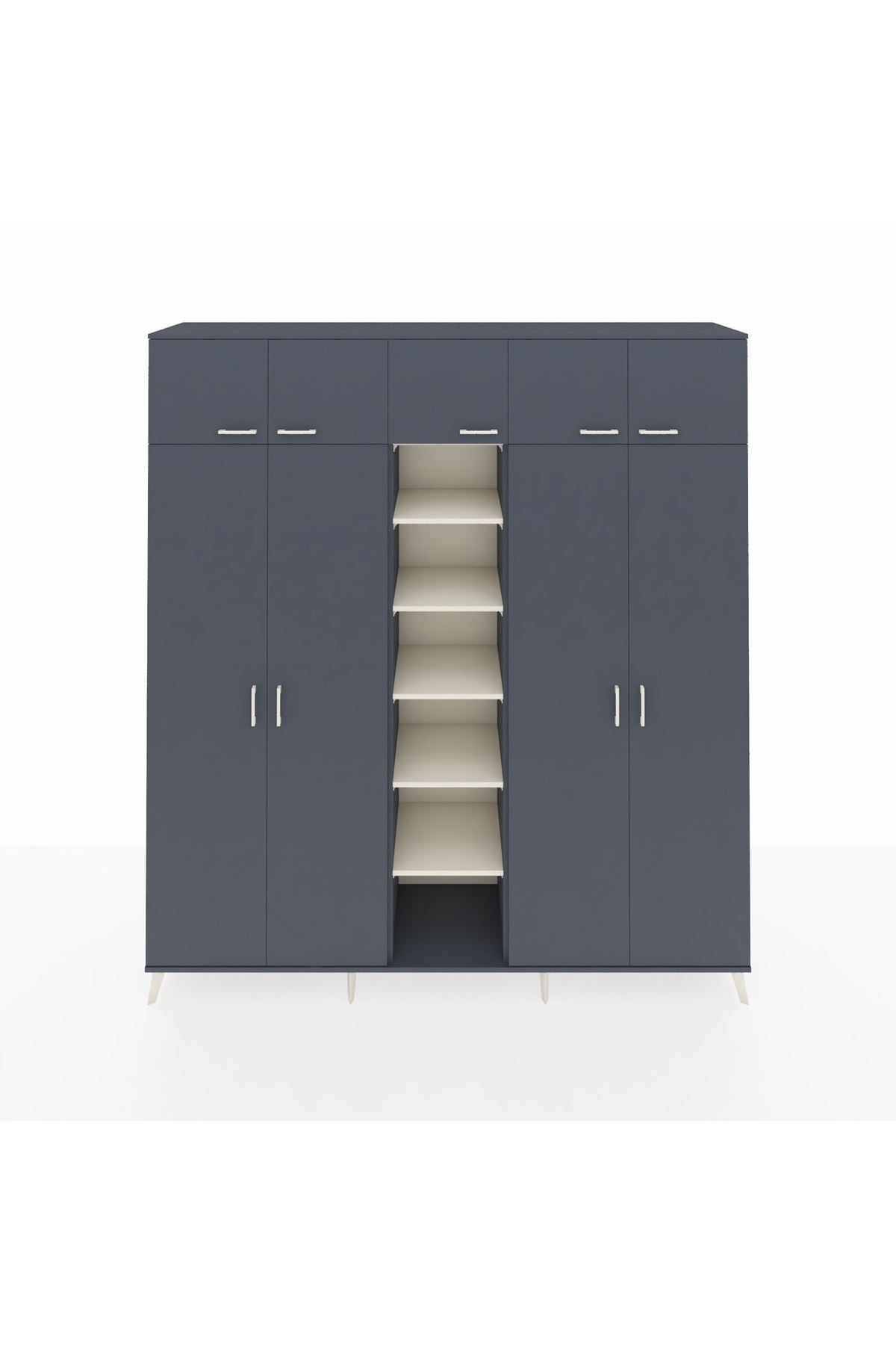 Hyperion Dolap 18 Raflı 9 Kapaklı 220x44x243 Antrasit-Antrasit/Aytaşı