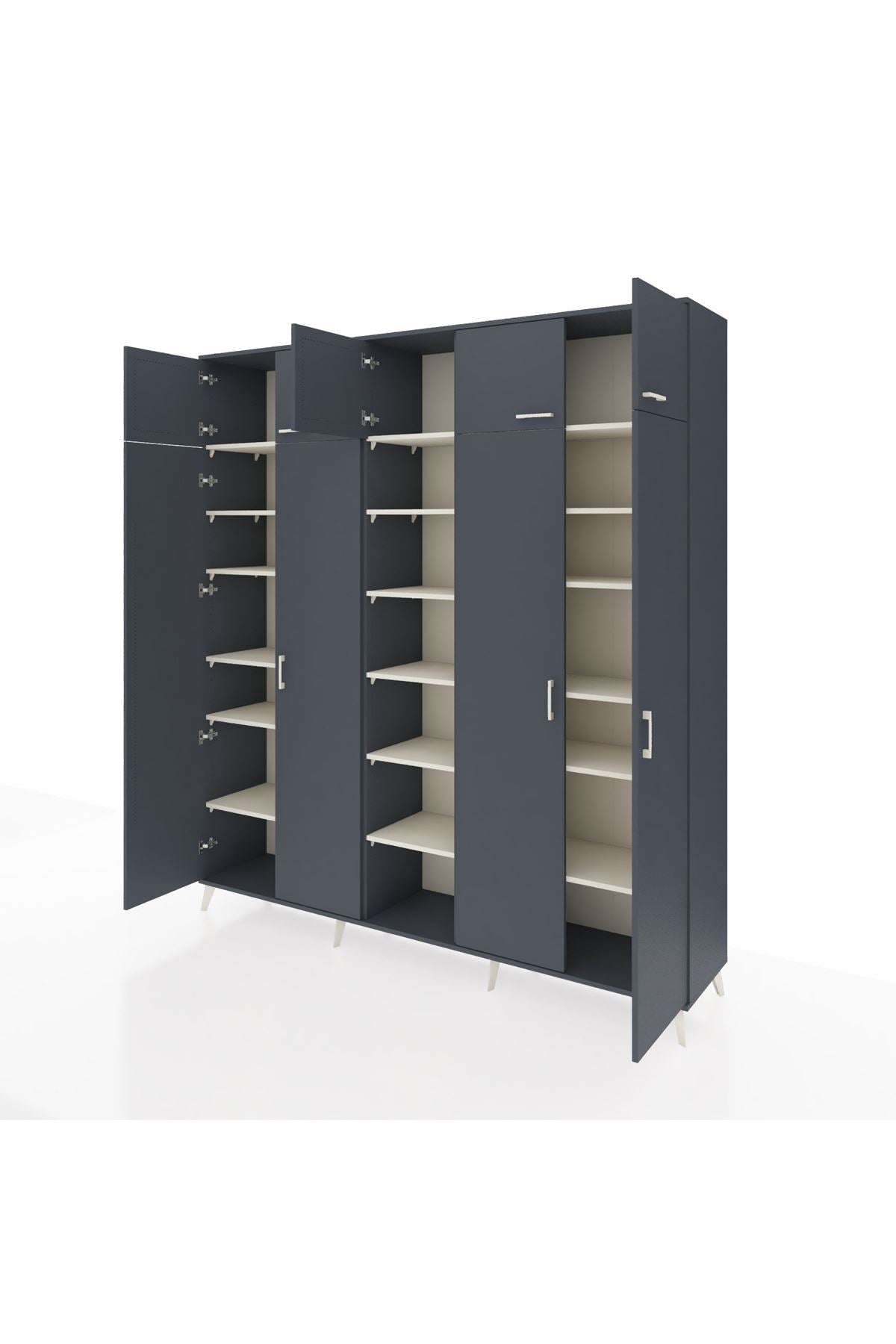 Hyperion Dolap 18 Raflı 9 Kapaklı 220x44x243 Antrasit-Antrasit/Aytaşı