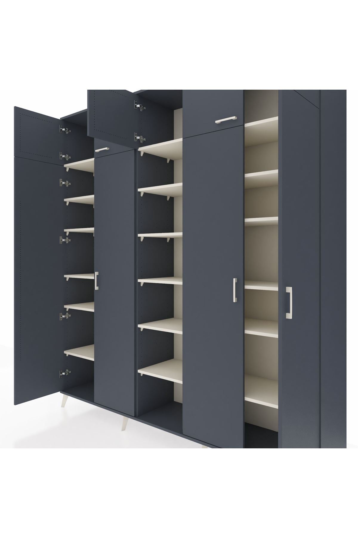 Hyperion Dolap 18 Raflı 9 Kapaklı 220x44x243 Antrasit-Antrasit/Aytaşı