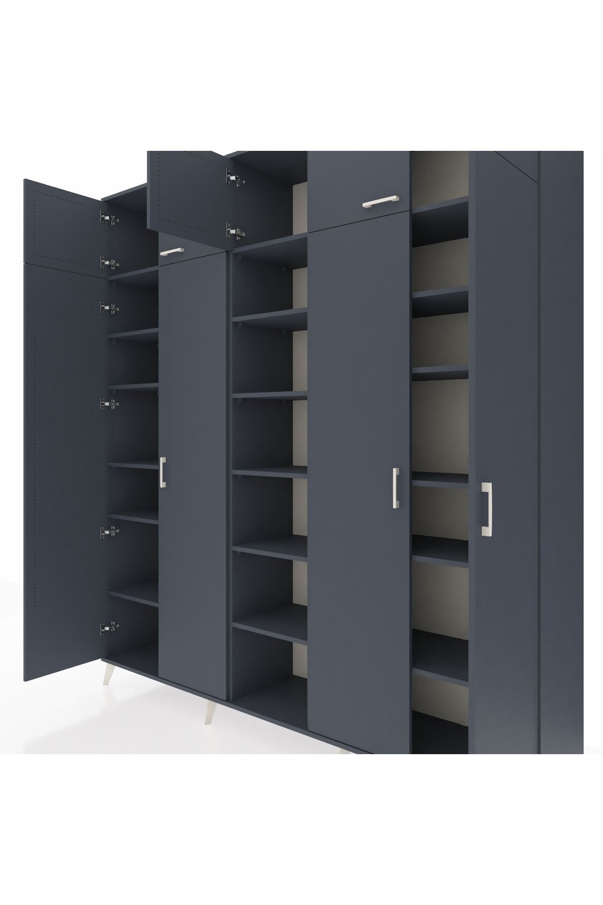 Hyperion Dolap 18 Raflı 9 Kapaklı 220x44x243 Antrasit-Antrasit/Antrasit