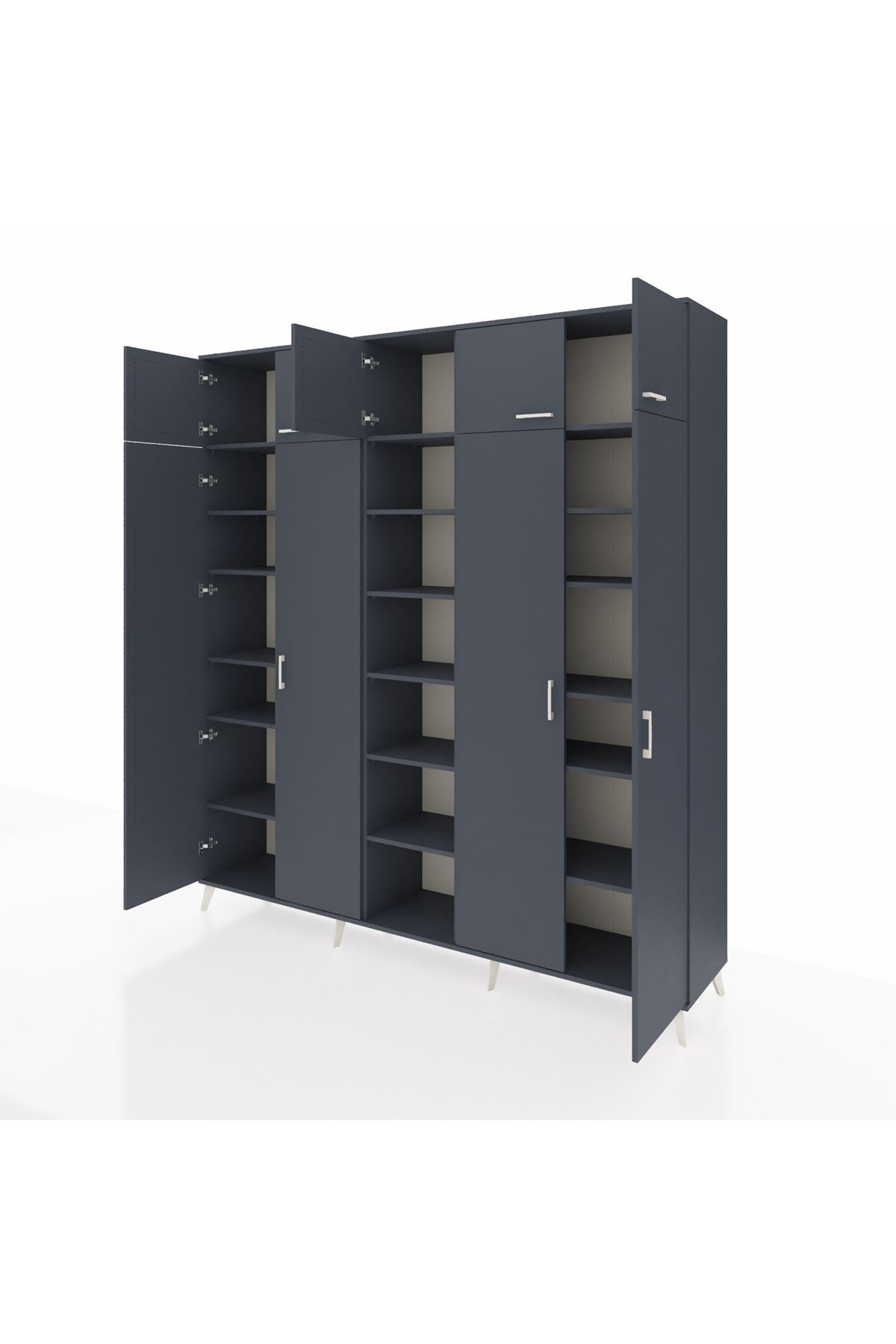 Hyperion Dolap 18 Raflı 9 Kapaklı 220x44x243 Antrasit-Antrasit/Antrasit