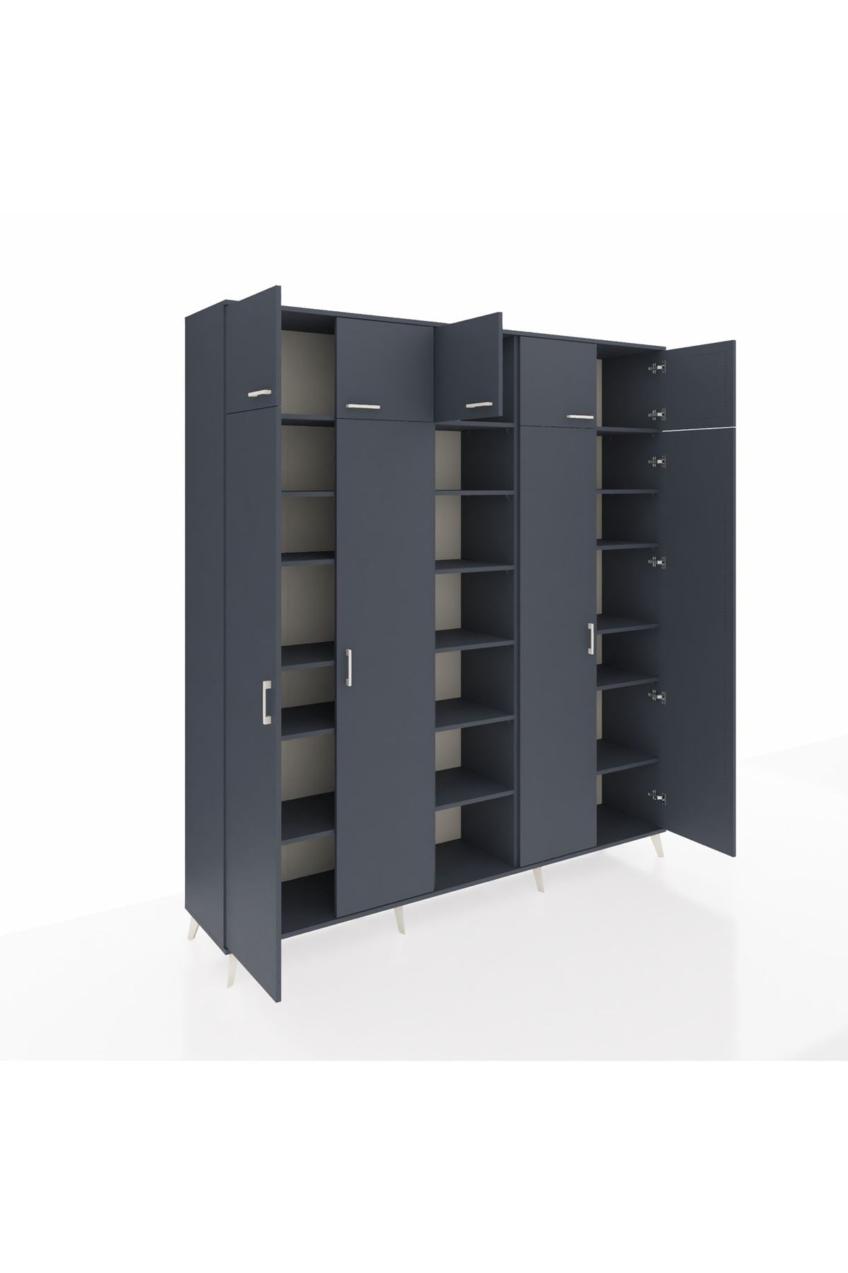 Hyperion Dolap 18 Raflı 9 Kapaklı 220x44x243 Antrasit-Antrasit/Antrasit