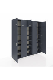 Hyperion Dolap 18 Raflı 9 Kapaklı 220x44x243 Antrasit-Antrasit/Antrasit