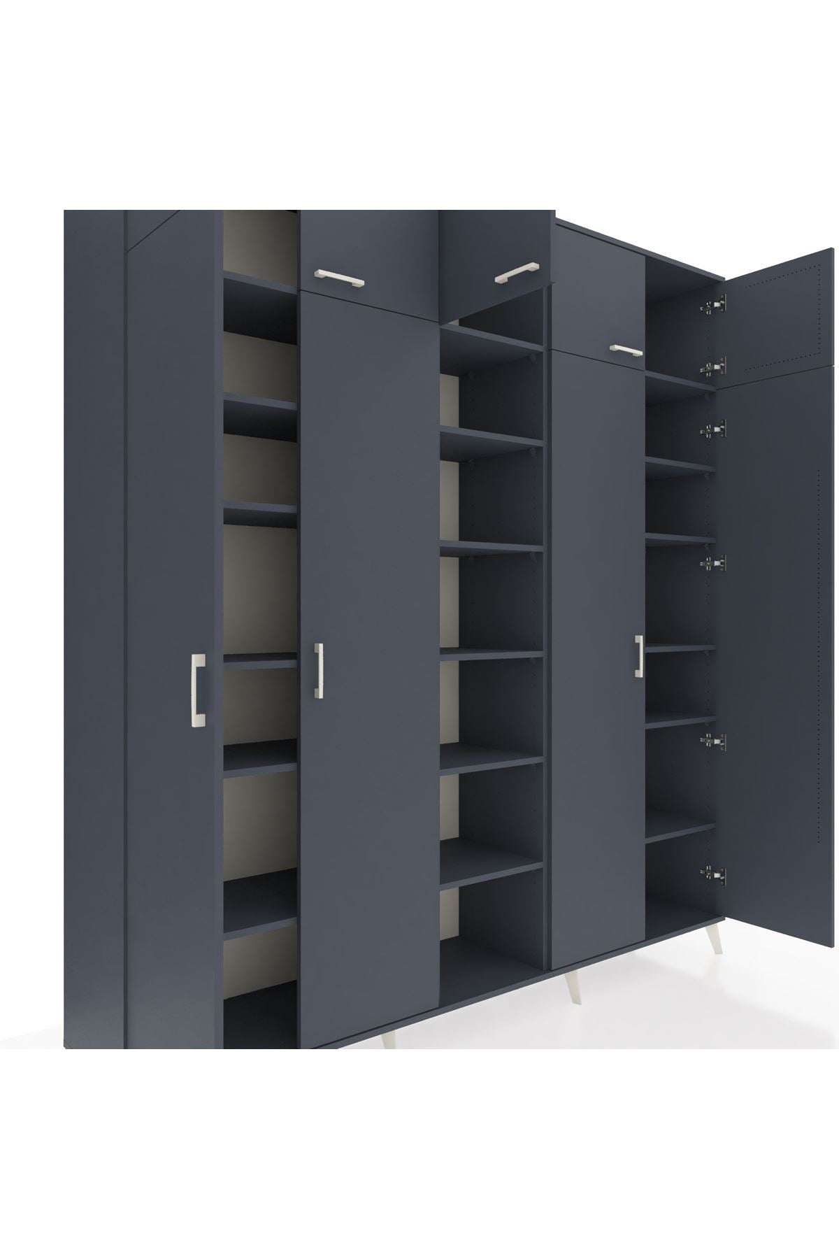 Hyperion Dolap 18 Raflı 9 Kapaklı 220x44x243 Antrasit-Antrasit/Antrasit