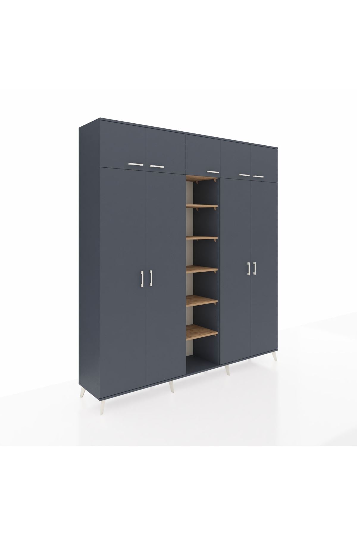 Hyperion Dolap 18 Raflı 9 Kapaklı 220x44x243 Antrasit-Antrasit/Çam