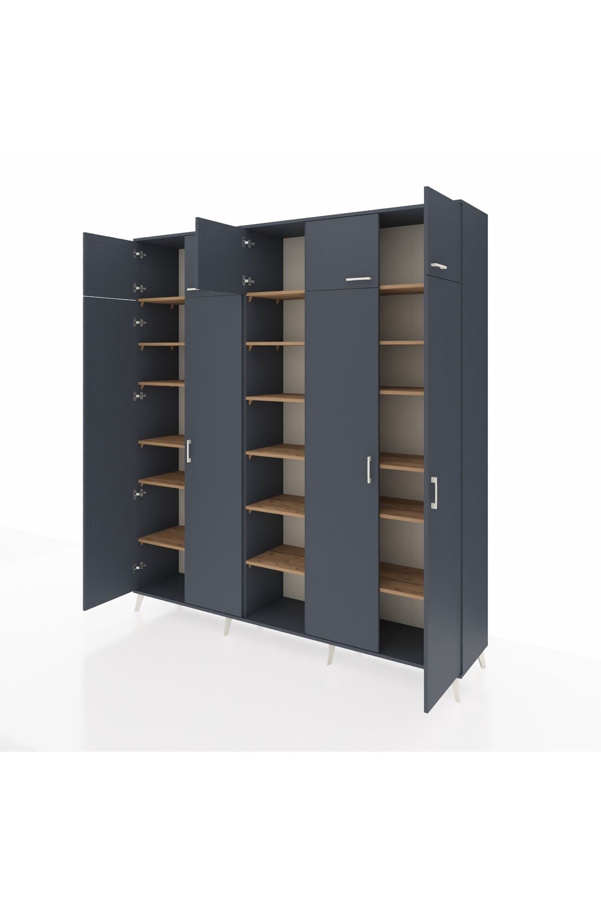 Hyperion Dolap 18 Raflı 9 Kapaklı 220x44x243 Antrasit-Antrasit/Çam