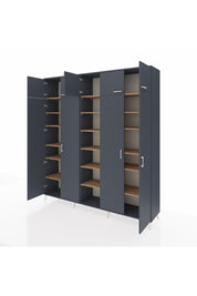 Hyperion Dolap 18 Raflı 9 Kapaklı 220x44x243 Antrasit-Antrasit/Çam